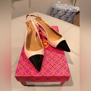 ✨Tory Burch (NWT) Penelope 65MM Captoe Slingback Pump Patent Leather Size 5.5✨